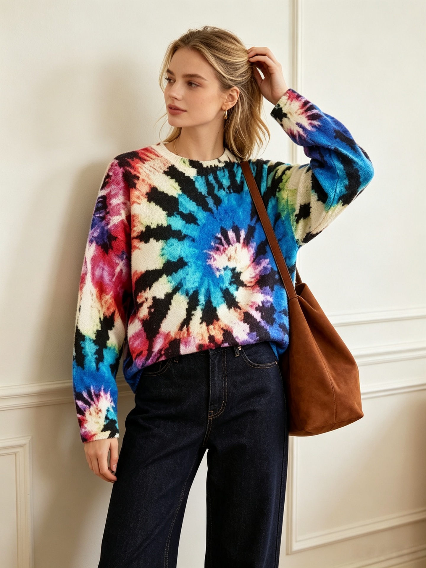 3D Print Christmas Sweater Women's Crewneck Long Sleeve Knit Pullover