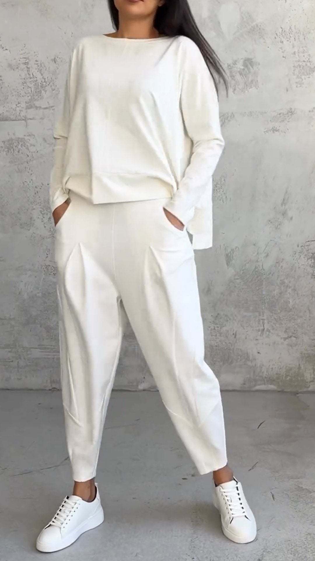 Women's Irregular Long-Sleeve Hoodie and Harem Pants Set