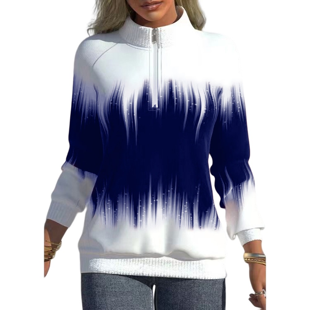 Women's Gradient Print Half-Turtleneck Zip Long-Sleeve Sweatshirt