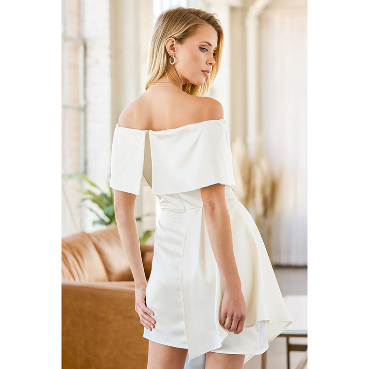 Off-Shoulder Short Sleeve High Waist Slimming Party Dress