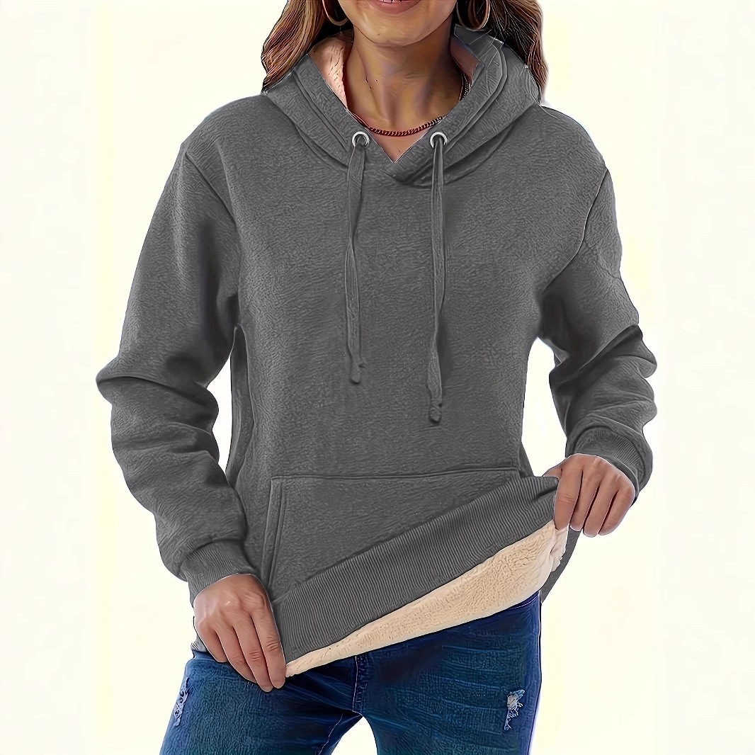 Women's Warm Hooded Pullover Sweatshirt with Pockets