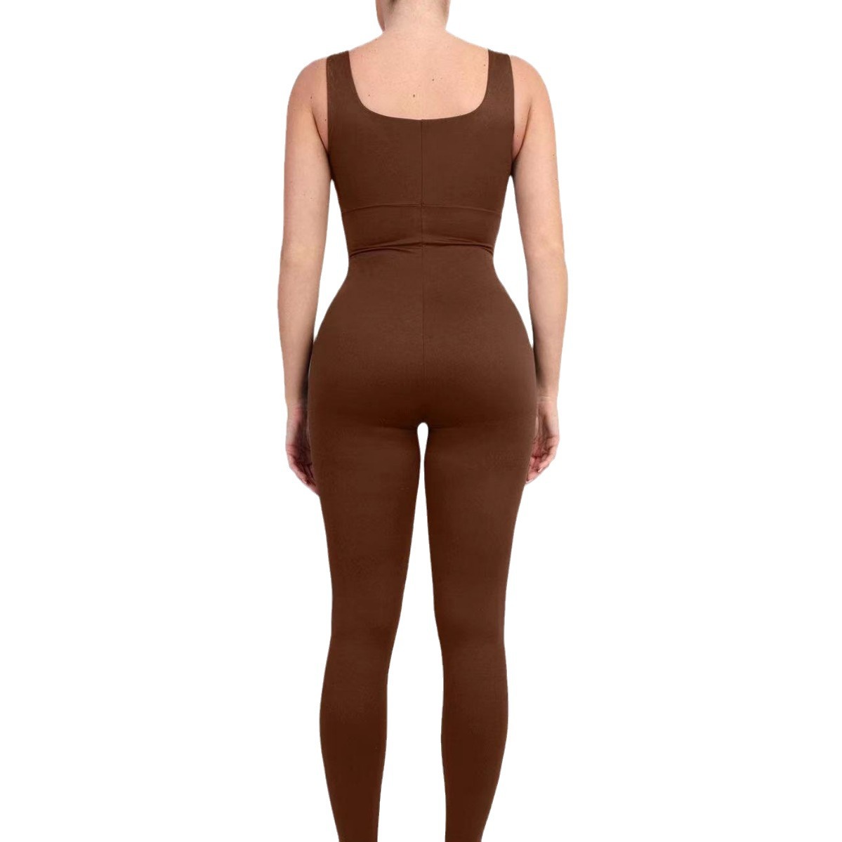 Women's Sleeveless Backless Bodysuit Yoga Dance Leotard with Chest Pad Tummy Control Stretchy Slimming