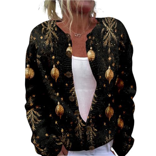 Women's Forest Leaf Print Button Cardigan Sweater