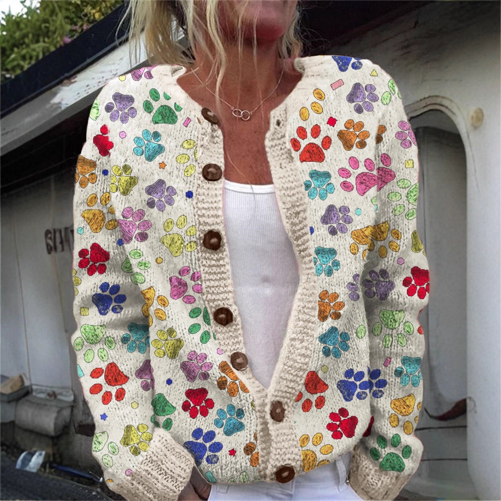 Women's Daisy Maple Leaf Floral Print Button Cardigan