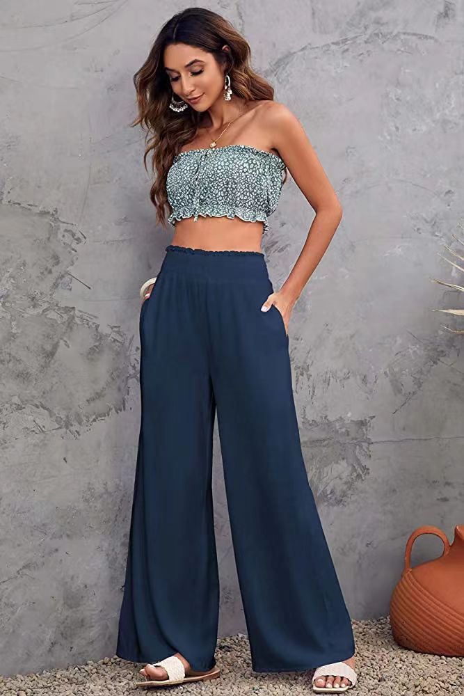 Women's Casual Wide-Leg Cotton-Linen Pants Loose Fit