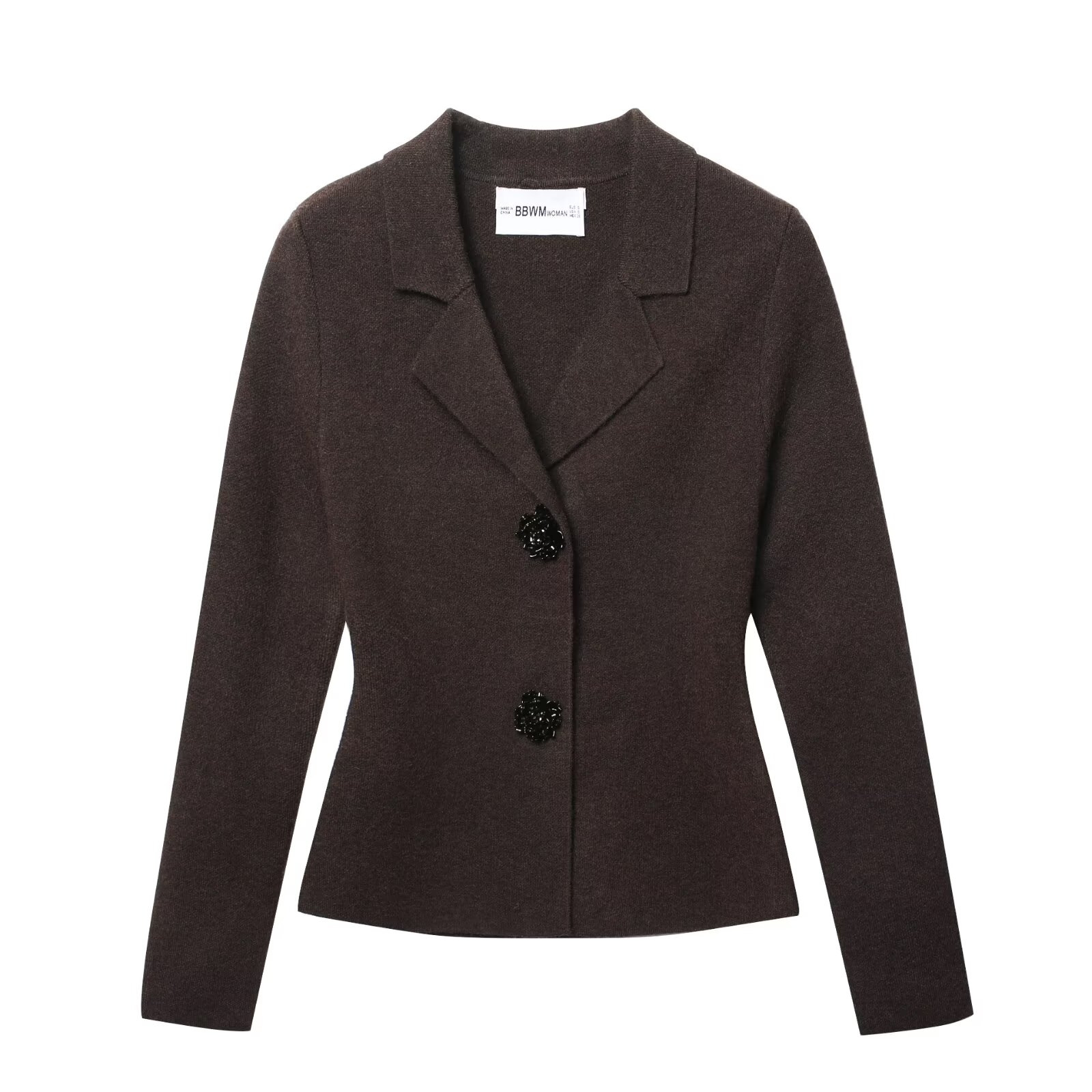 Jeweled Button Knit Blazer Cardigan
