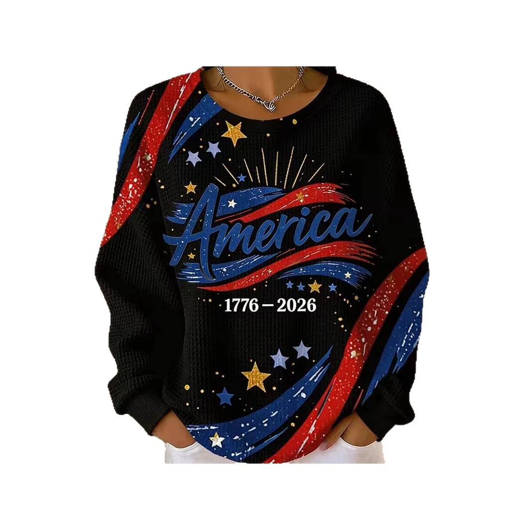 Women's USA Flag Star Print Sweatshirt