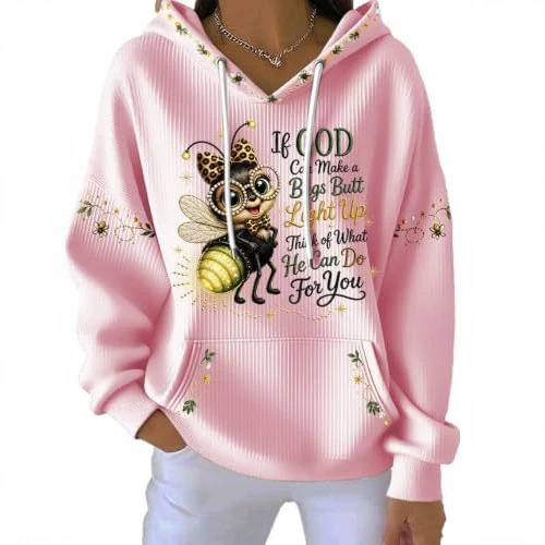 Women's Bee Letter Print Casual Hoodie