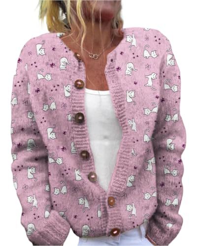 Women's Animal Boho Print Button Cardigan Sweater