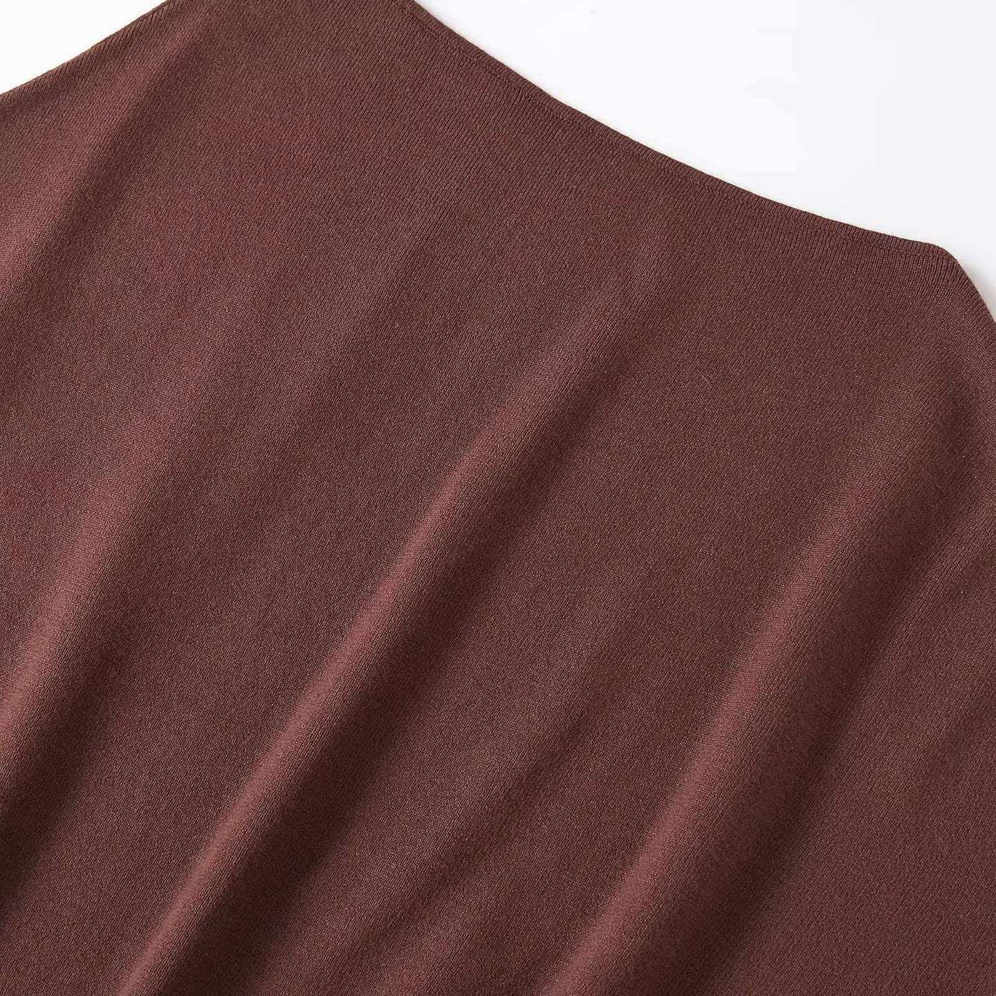 Women's Belted Knit Top Summer Round Neck Three-Quarter Sleeve