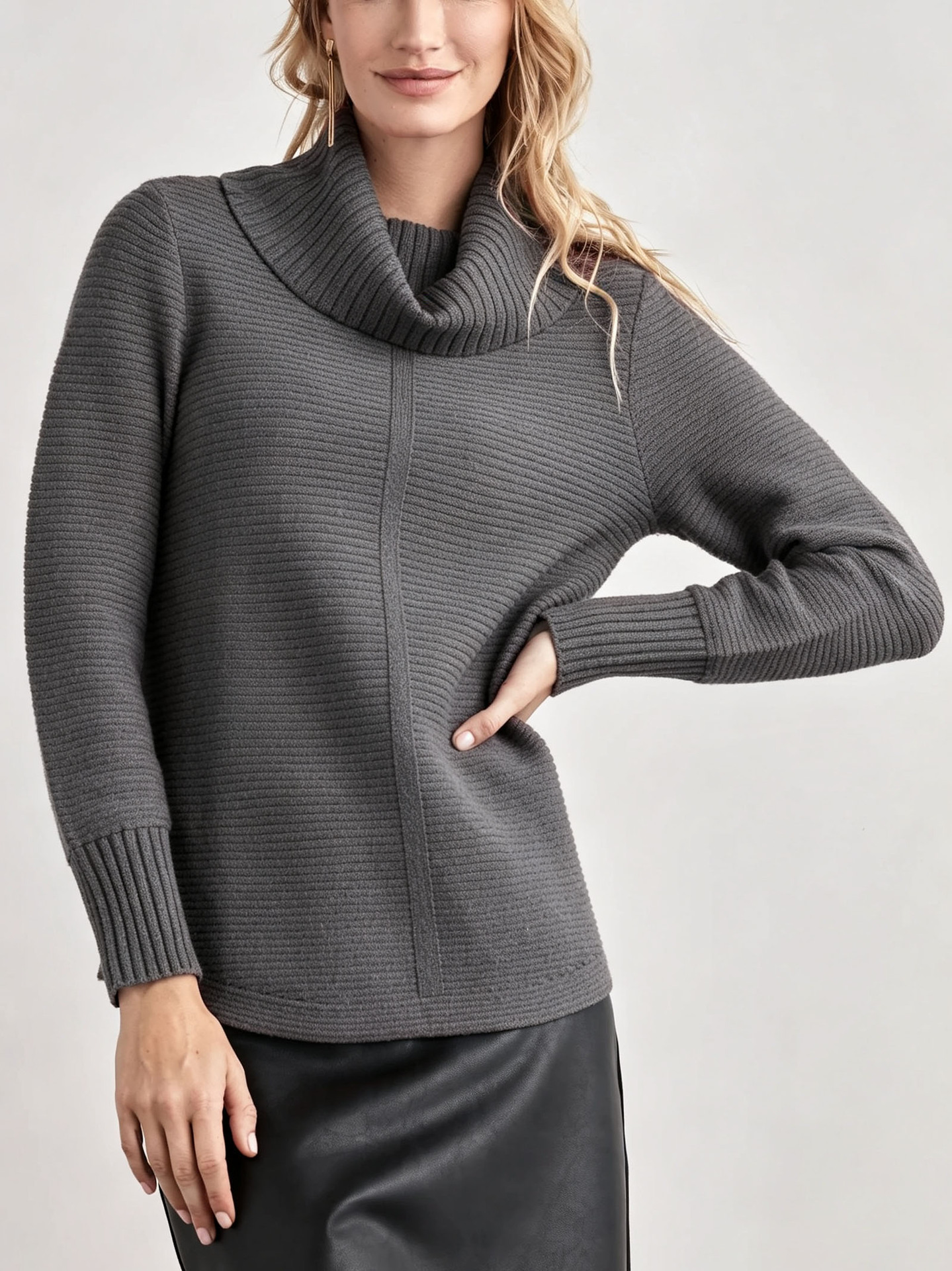 Women's Solid Color Long Sleeve Knit Top