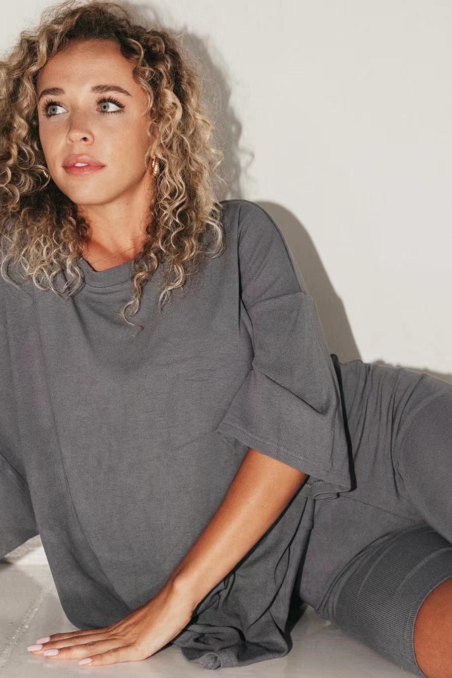 Women's Loose Plus Size Short Sleeve T-Shirt and Shorts Set Casual Loungewear