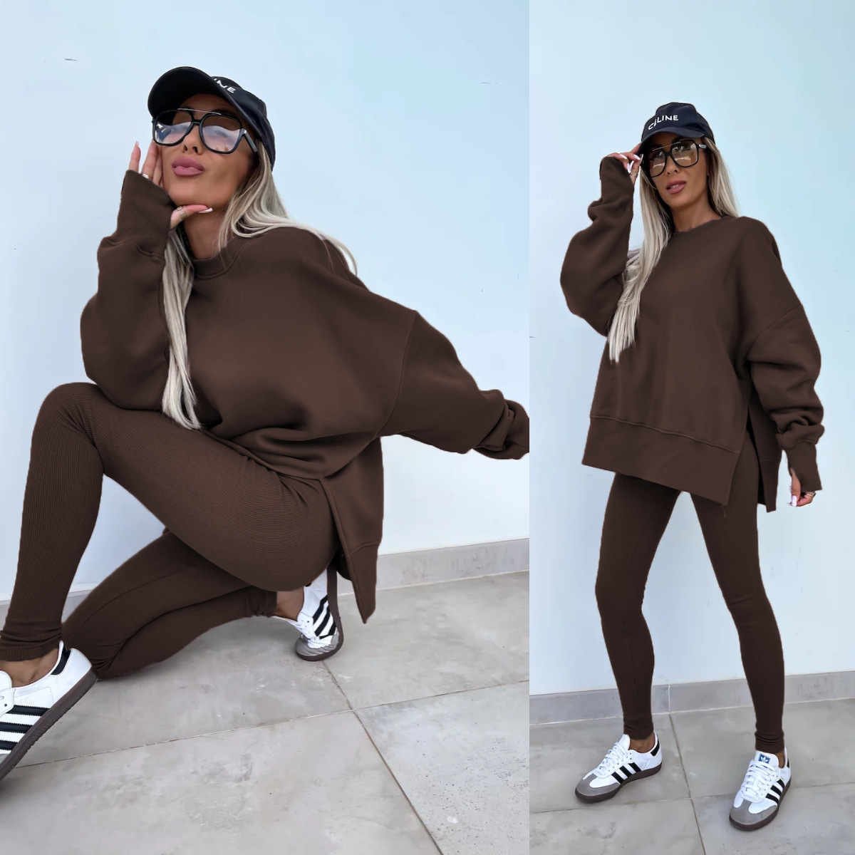 Women's Casual Two-Piece Set Slim Pants and Loose Sweatshirt