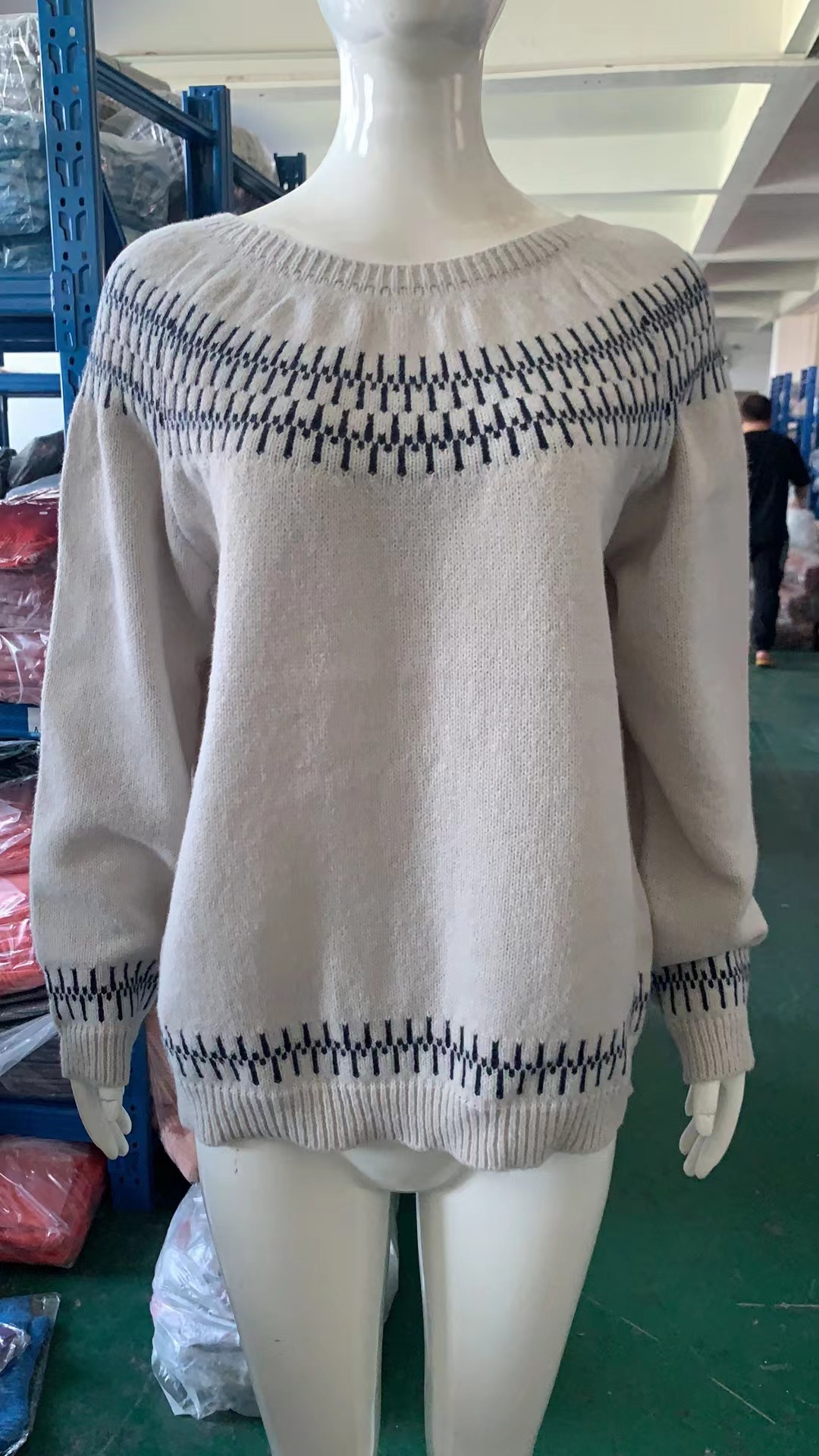 Women's Color-Block Crewneck Loose Knit Pullover Sweater