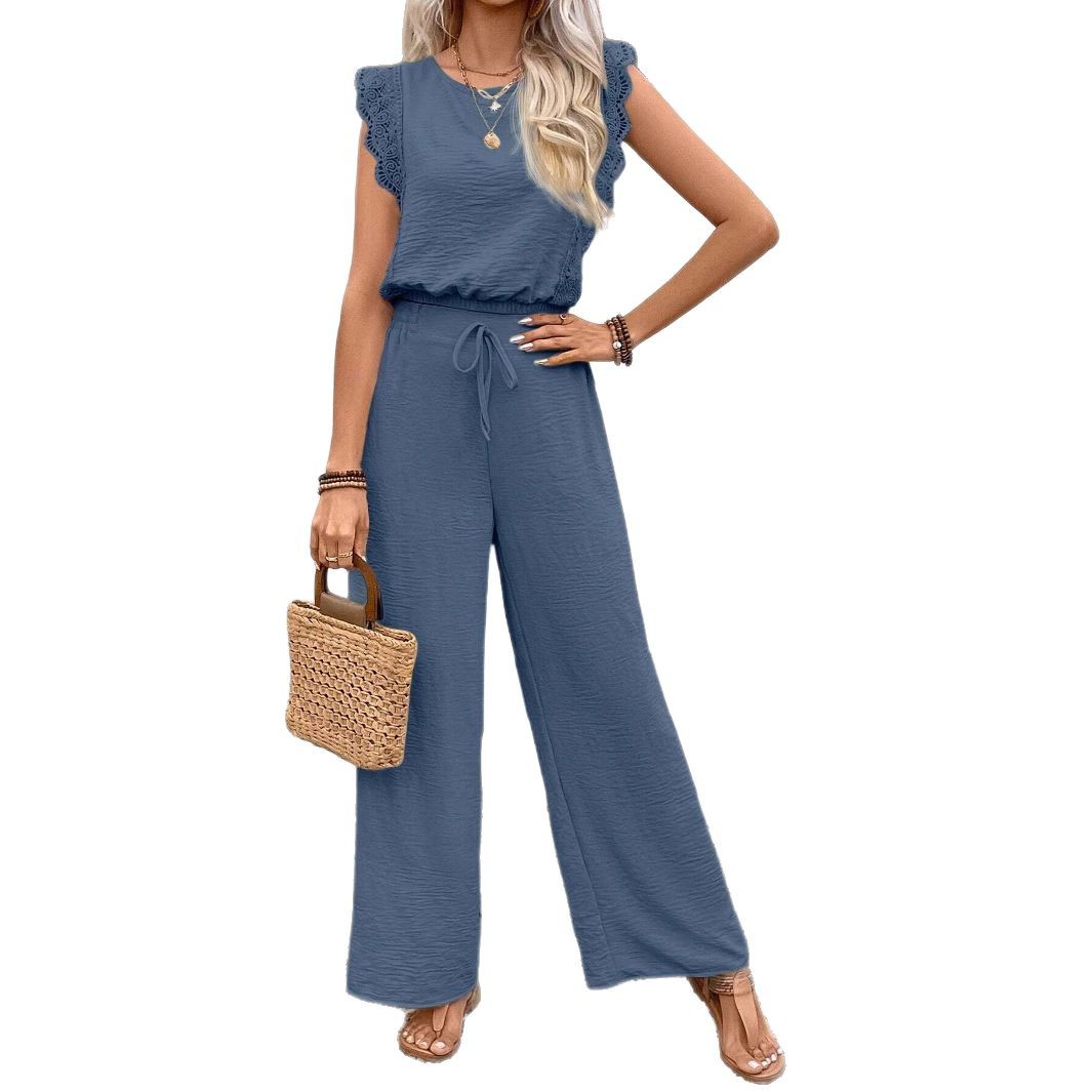 Street Style Sleeveless Top & Pants Set with Pockets