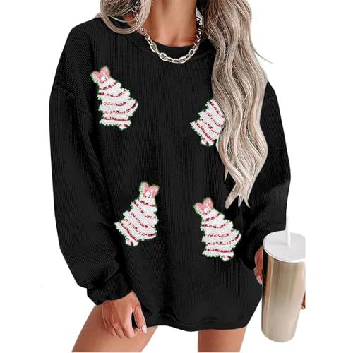 Women's Christmas Snowman Reindeer Print Crewneck Sweatshirt