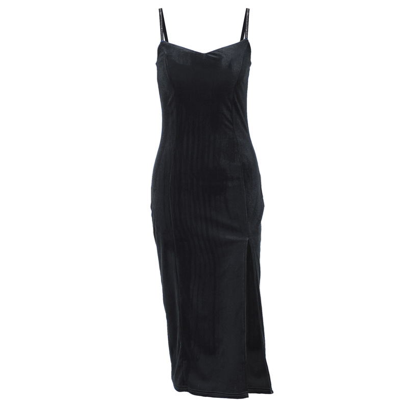 Women's Velvet Rhinestone Cami Party Dress