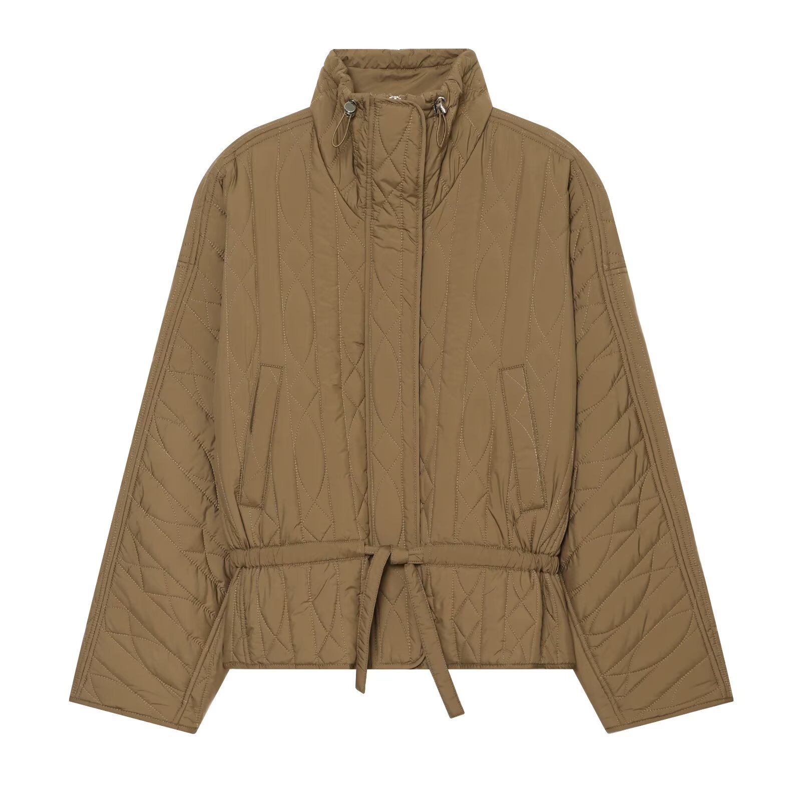 Women's Waist-Cinched Stand-Collar Padded Jacket