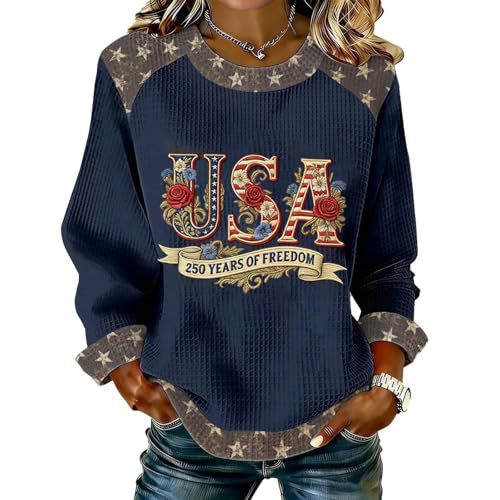 Women's USA Flag Star Print Casual Sweatshirt