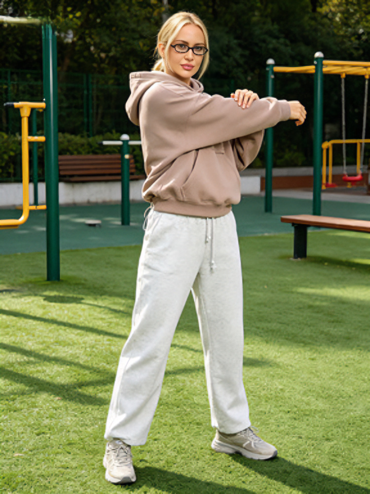 Women's Hooded Drawstring Waist Pullover Fleece Sweatshirt