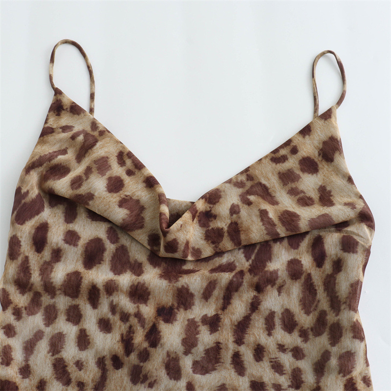 Animal Print Sleeveless Slip Dress