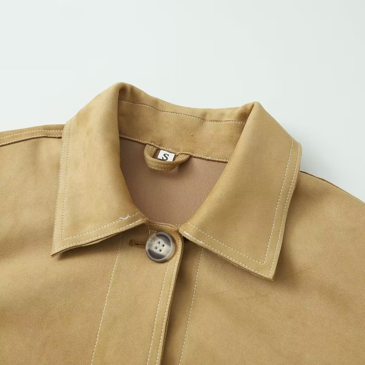 Women's Retro Lapel Jacket Cotton-Linen Solid Yellow