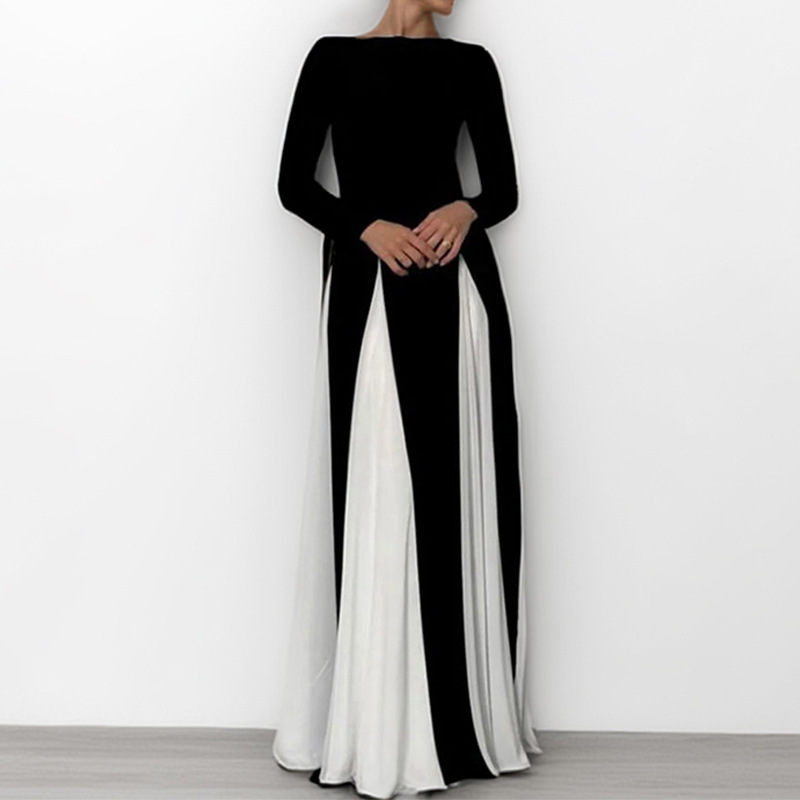 Women's Color-Block Sleeveless V-Neck Cinched-Waist Maxi Dress