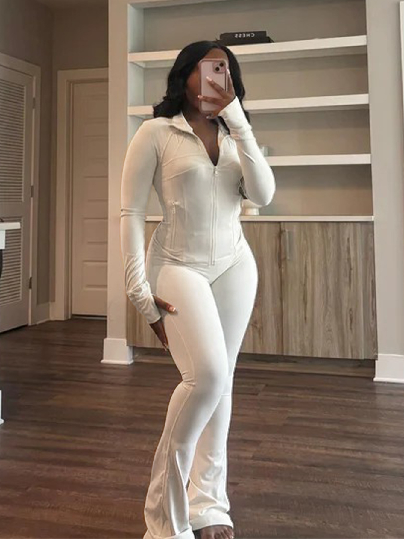 Sexy Slim Long-Sleeve Flared Two-Piece Set