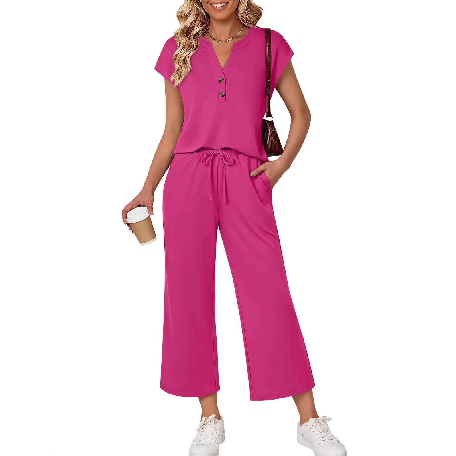 Women's Two-Piece Casual Set Short Sleeve Tee & Cropped Pants