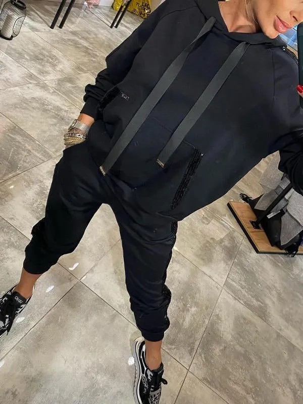 Sequin Pocket Hoodie and Jogger Set