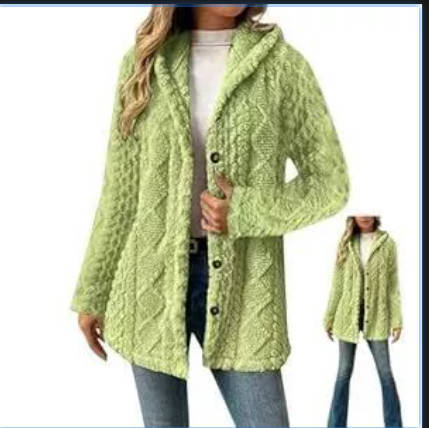 Women's Hooded Double-Sided Fleece Cardigan Long Sleeve Warm Casual Coat