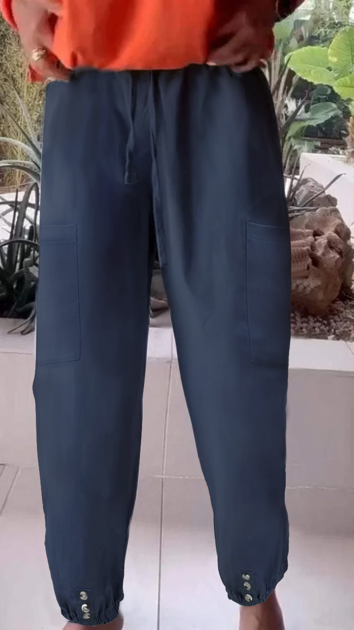 Women's High-Waist Wide-Leg Cropped Pants with Slight Stretch