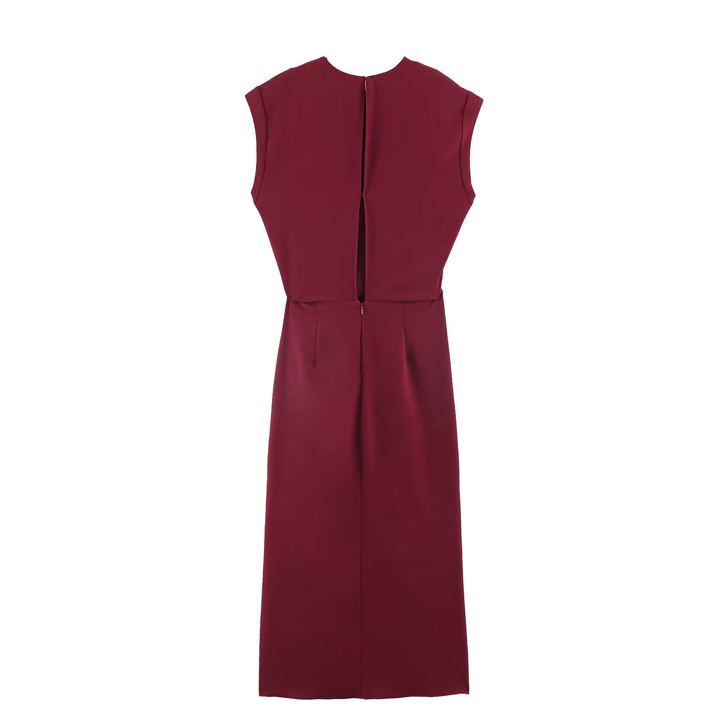 Red Long Sleeveless Layered A-Line Dress