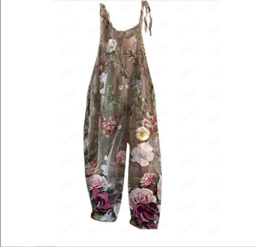 Sweet Floral Print Wide-Leg Sleeveless Jumpsuit