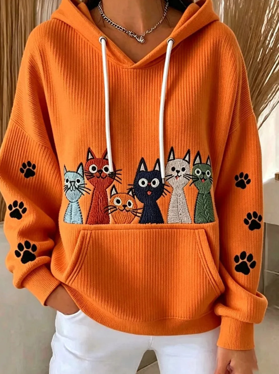 Women's Cat Paw Print Casual Sweatshirt
