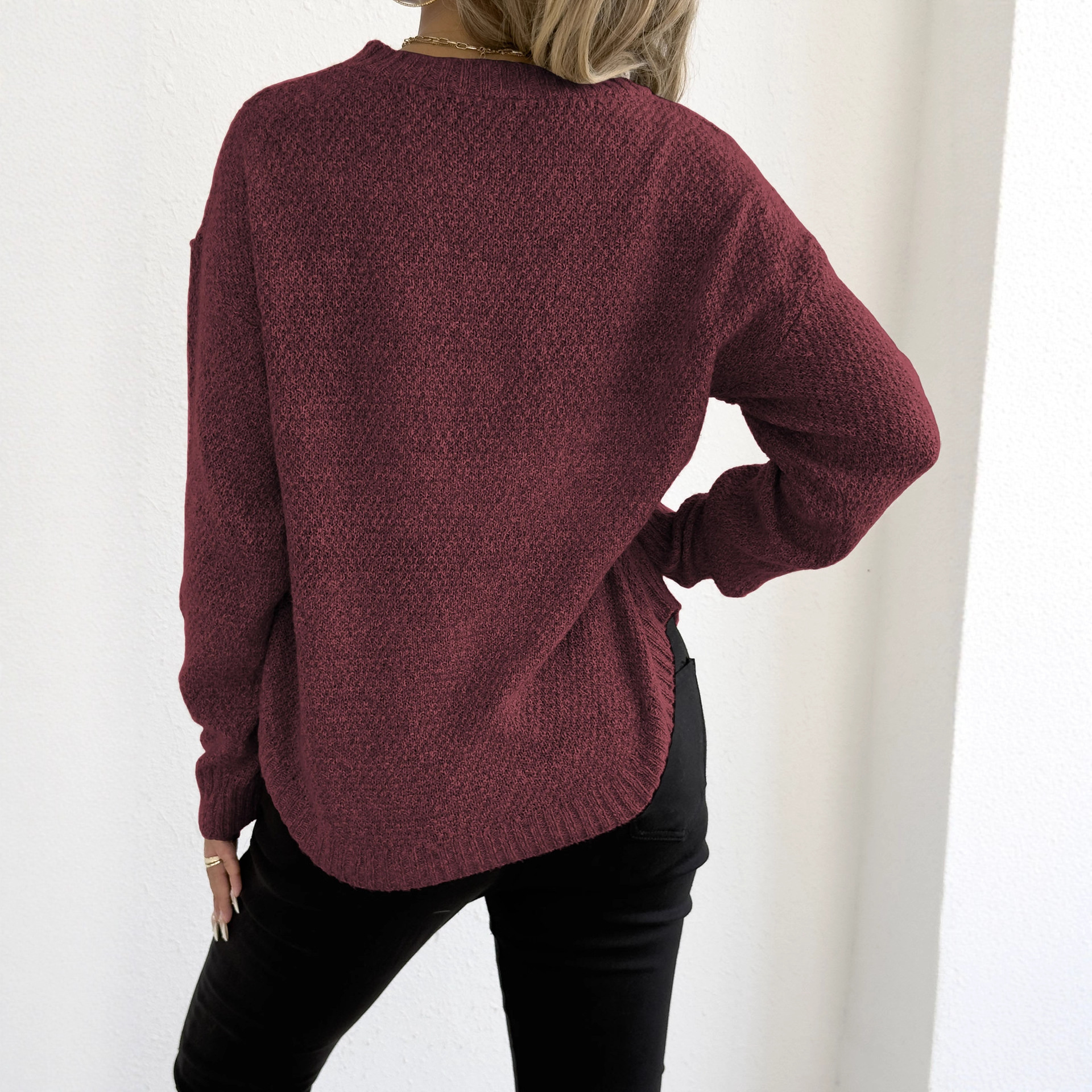 Embroidered Lace Butterfly Knit Sweater Crewneck Pullover