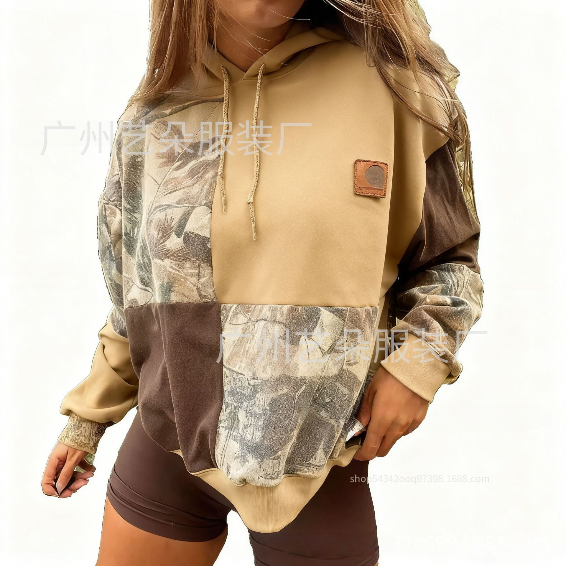 Women's Long Sleeve Printed Hooded Sweatshirt