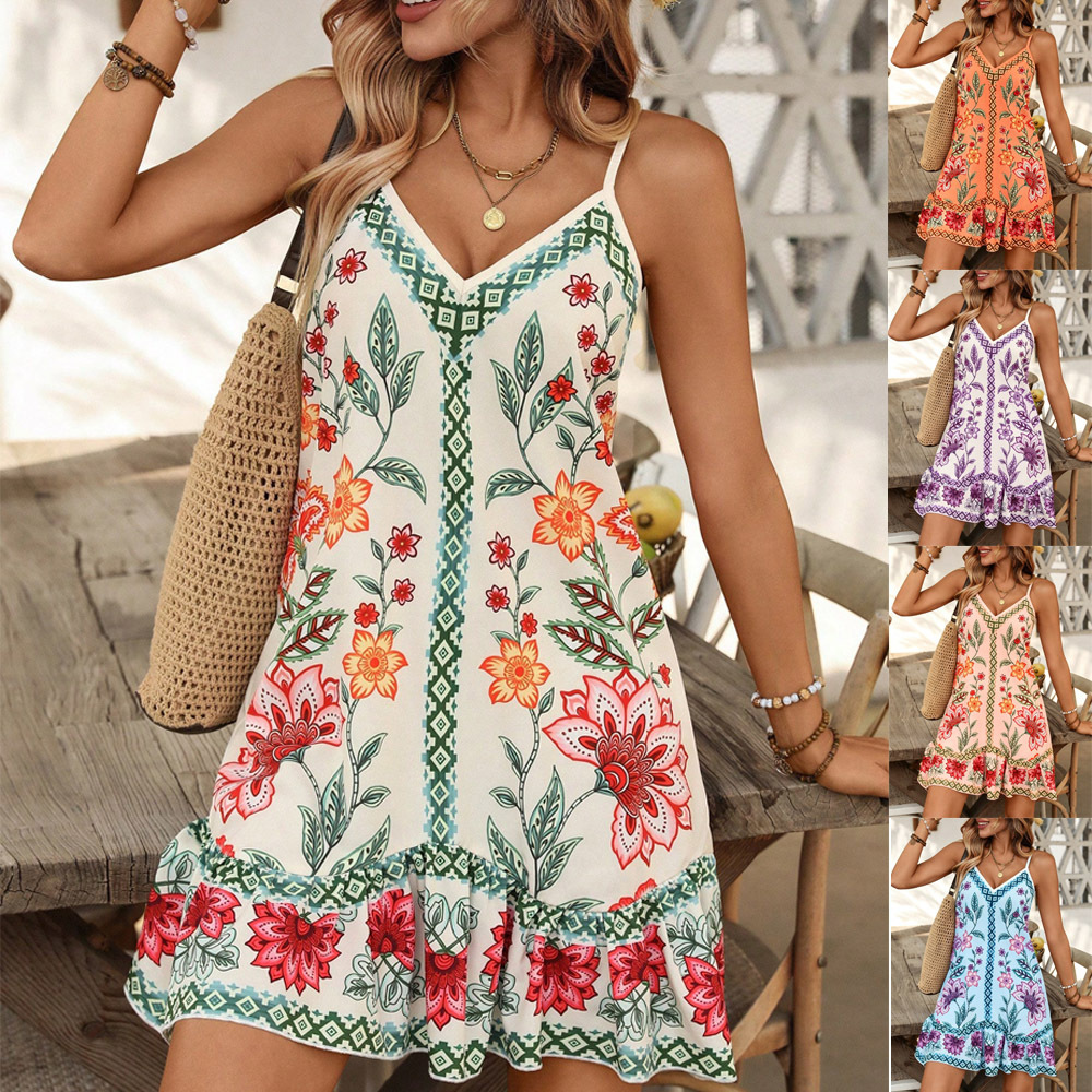 Floral Print Sleeveless A-Line Midi Dress