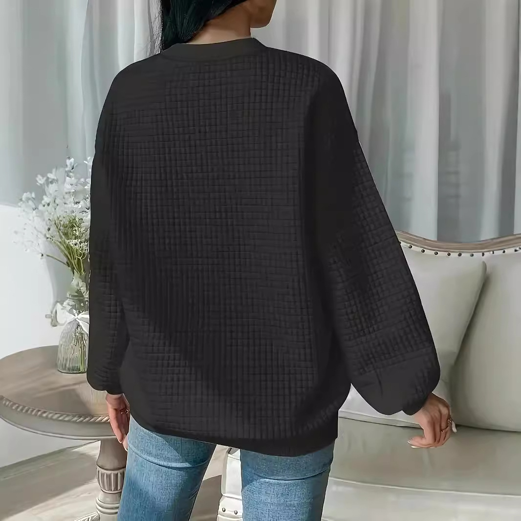 Women's Crewneck Solid Color Long Sleeve Sweatshirt Thick