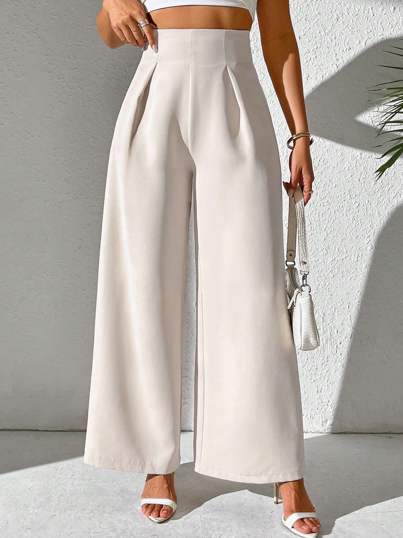Elegant High-Waist Wide-Leg Dress Pants