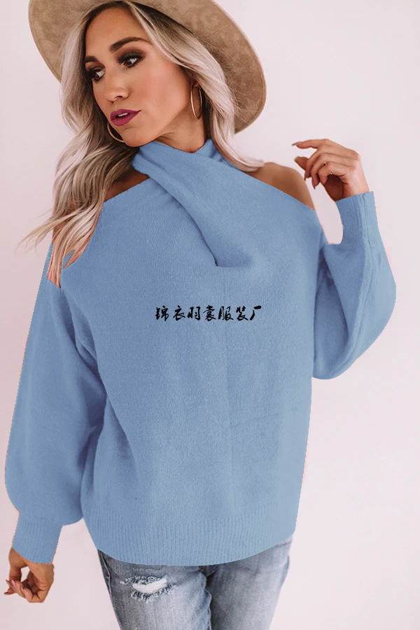 V-Neck Off-Shoulder Knit Sweater with Cross Wrap Bust and Open Back