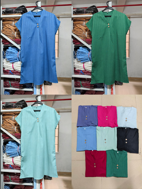 V-Neck Solid Button Pullover Casual Dress