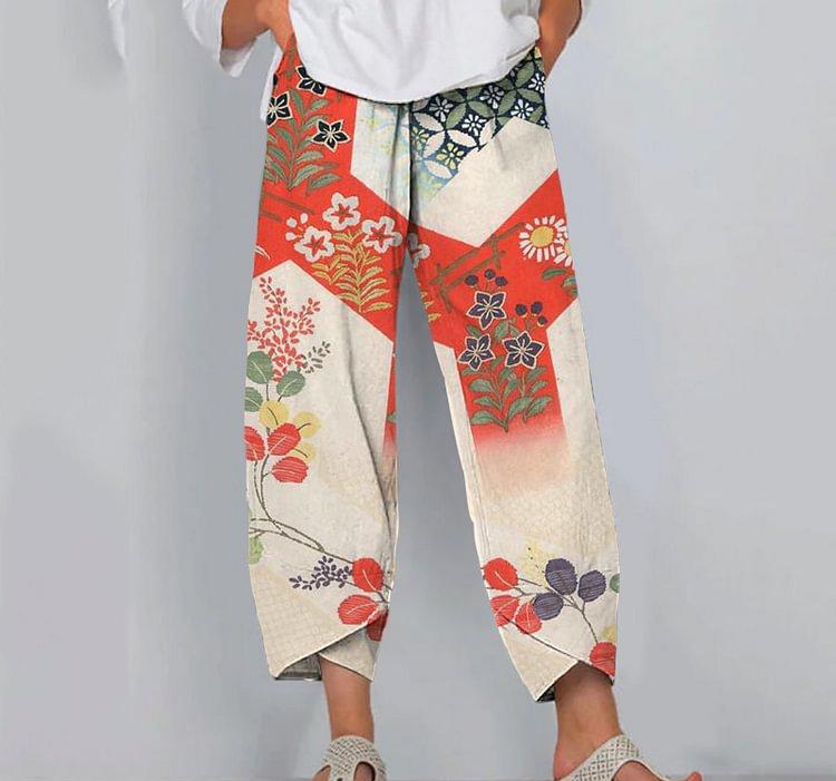 Women's Colorblock Animal Print Jogger Pants Casual Cropped Tapered