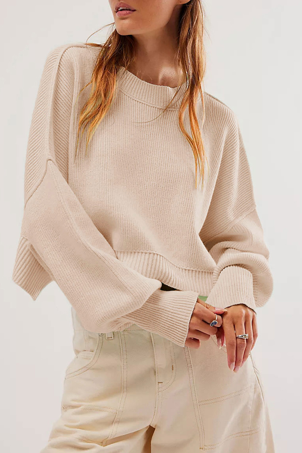 Women's Loose Crewneck Knit Pullover Sweater