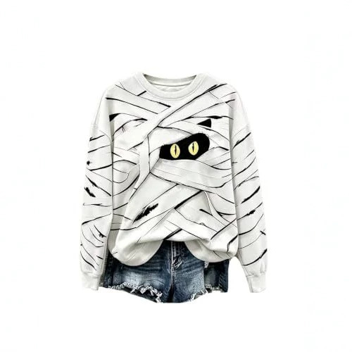Women's Lace-Up Eye Print Casual Hoodie