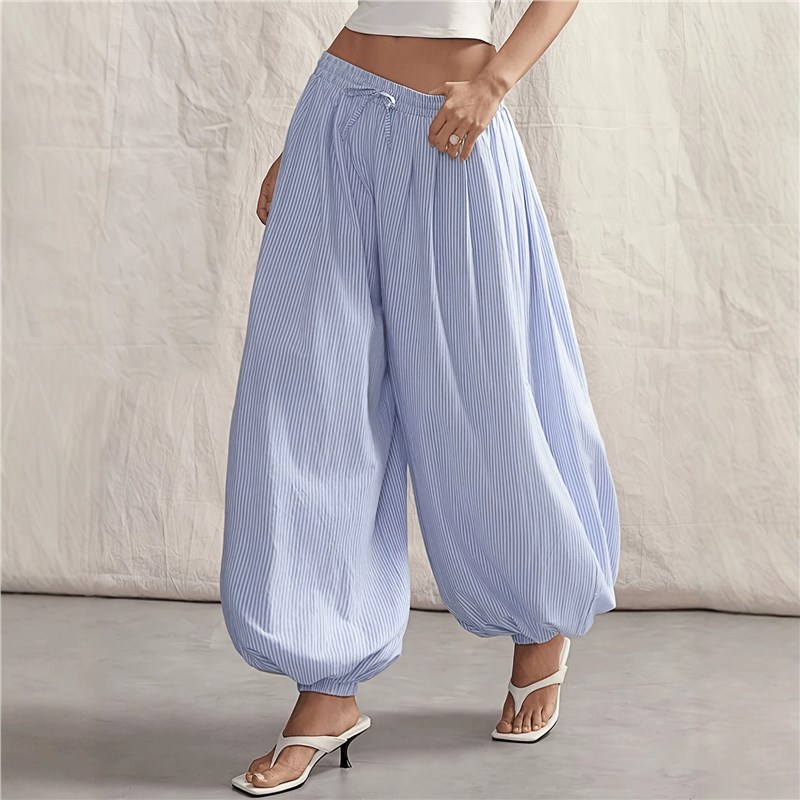 Striped Lantern Pants Casual Streetwear Loose Tapered