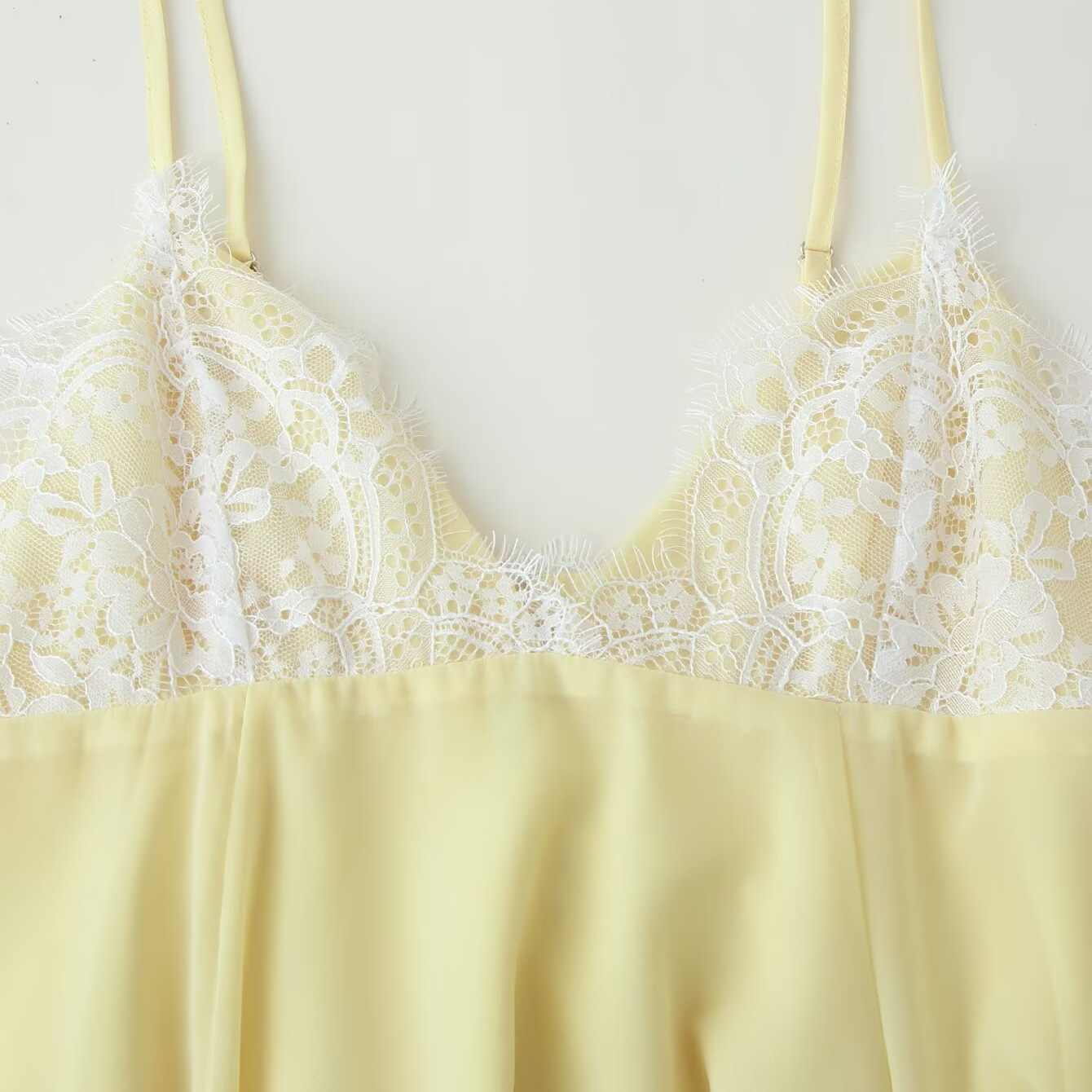 V-Neck Lace Panel Cami Short Dress