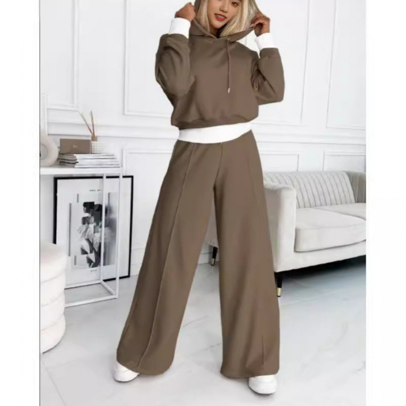 Color-Block Hoodie & Pants Two-Piece Casual Set