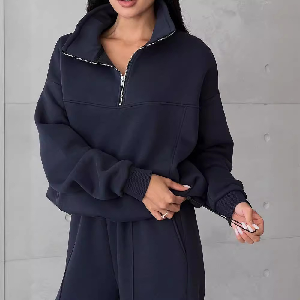 Women's Casual Colorblock Zip-Up Sweatshirt & Pants Set