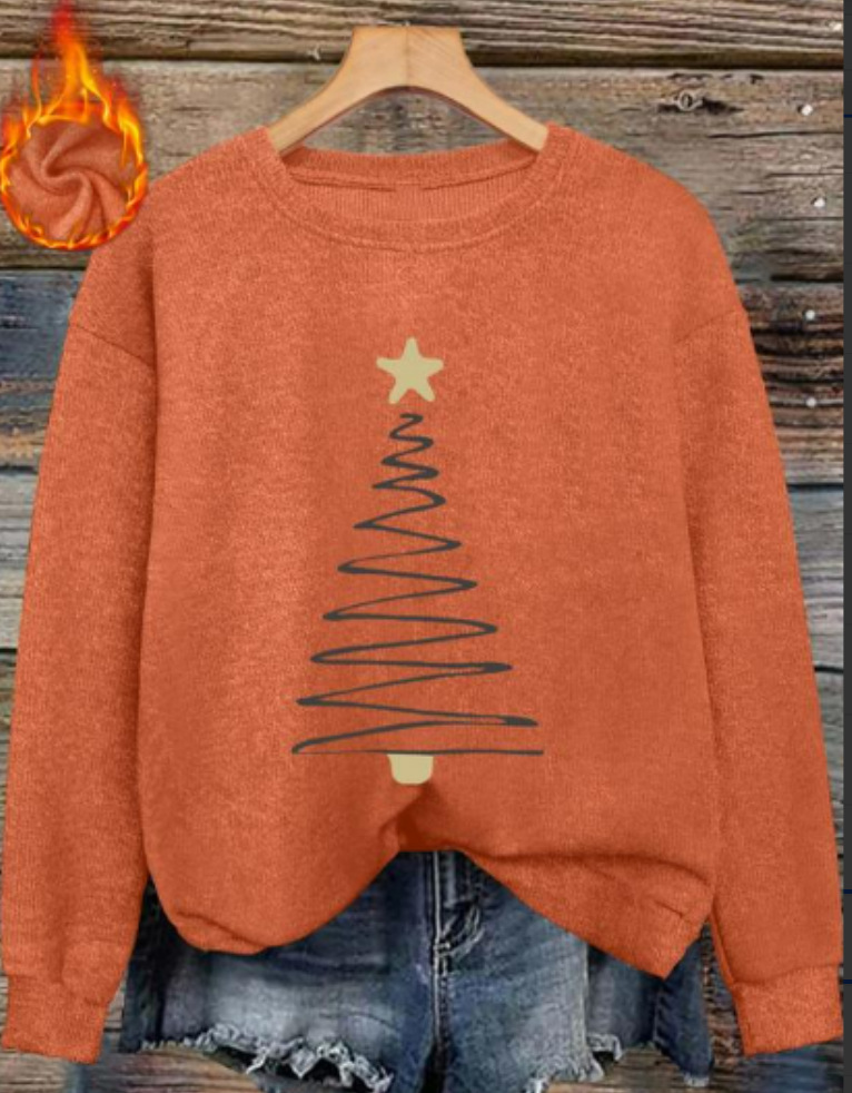 Women's Christmas Tree Light Print Crewneck Sweatshirt